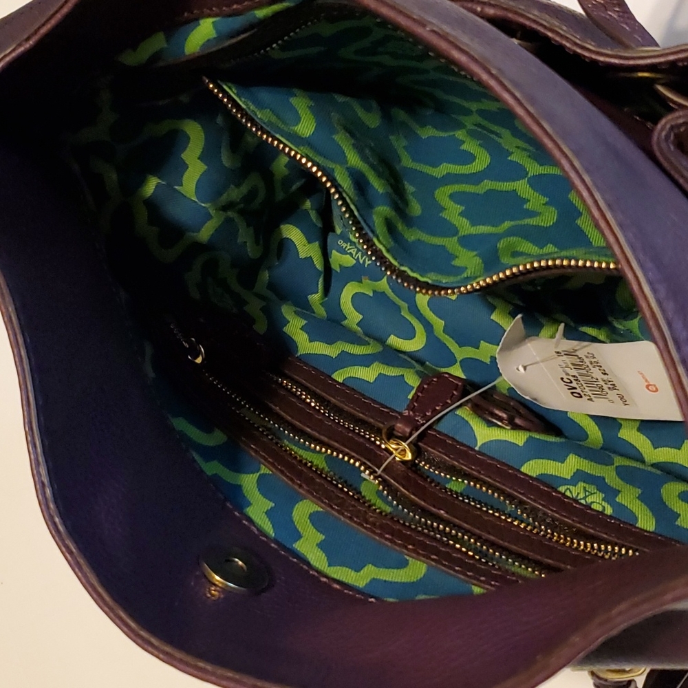 Plum Leather Oryany Shoulder Satchel - Picture 6 of 8